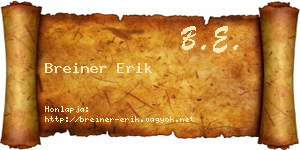 Breiner Erik névjegykártya